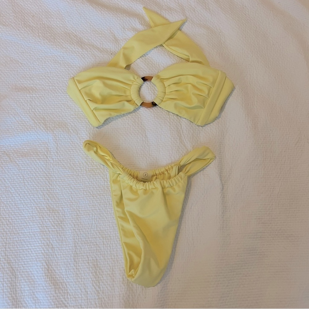 Montce Yellow Pastel Tori Bandeau Bikini Top and Sandra Bikini Bottom